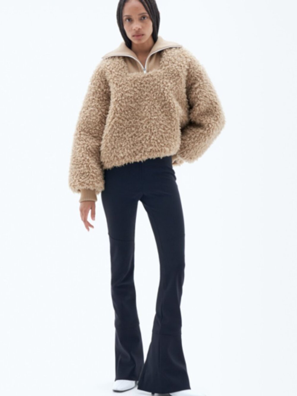 Filippa K Half Zip Faux Fur Pullover Jacket Tan Beige Size M (EU 38) NWT ($890)